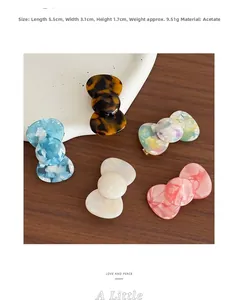 Spécifications de taille pour les pinces à cheveux en acétate avec cinq motifs variés
