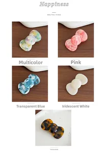 Détails de barrettes nœuds en acétate et pinces ovales aux textures marbrées variées