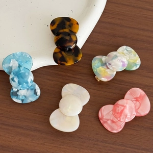 Barrette à Cheveux Bec de Canard Nœud en Acétate Coréen Minimaliste Motif Marbré Écaille de Tortue Pince Latérale Accessoires de Coiffure Mode pour Femmes
