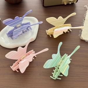 Large Acetate Butterfly Hair Claw Clip French Marble Pattern Handmade Shark Clip Elegant Hair Accessories For Women Hair Styling