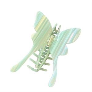 Mint green marble acetate butterfly hair claw clip with 3D handmade design for women