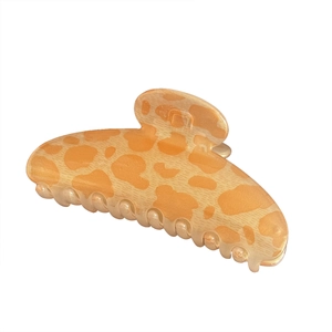 Pince à cheveux vintage motif écaille de tortue orange et beige pour cheveux épais