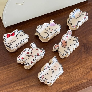 Pince à Cheveux en Acrylique Imprimé Chien de Dessin Animé Mignon pour Femmes Filles Clip de Requin Animal Kawaii Accessoires de Cheveux