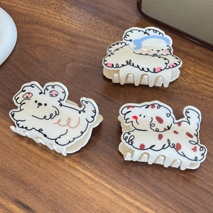 Trois pinces à cheveux mignonnes en acrylique avec chiens de dessin animé pour femme