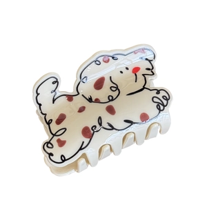 Pince à cheveux mignonne chiot dalmatien crème avec taches brunes pour coiffures