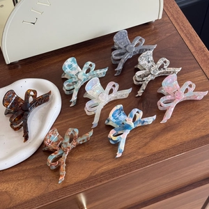 Elegant Acetate Bow Hair Claw Clip Marble Tortoiseshell Pattern Large Hair Catch Jaw Clamp For Women Daily Hair Accessory