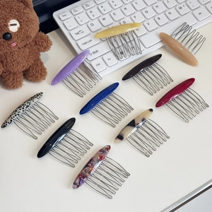 Peigne à Cheveux en Acétate Vintage Français Pince Latérale en Métal Élégant Motif Géométrique Outil de Coiffure pour Femmes
