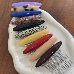 Lot de 10 peignes à cheveux faits main en acétate aux motifs écaille et couleurs unies
