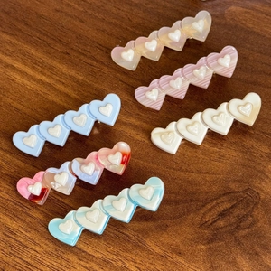 Pince à Cheveux Cœur en Acétate Couleur Bonbon Clip Bec de Canard Cœur 3D Fait Main Accessoire de Cheveux Haut de Gamme