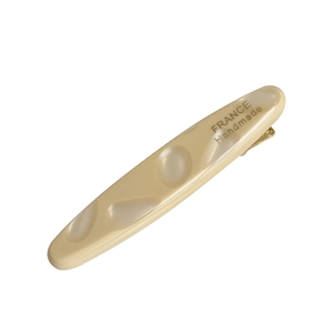 Handmade acetate oval hair clip in cream yellow with France engraved lettering