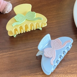 Eleganti mollette per capelli in acetato con fiocchi colorati giallo e blu per acconciature