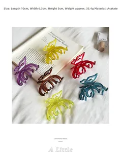 Detail view of colorful acetate butterfly hair clips with size 10x6.3x5cm and 33.4g weight