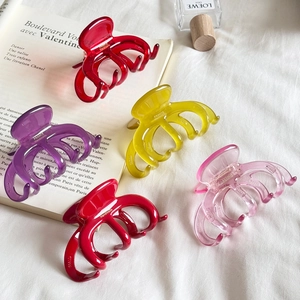 Korean Style Elegant Acetate Hair Claw Clips Large Shark Clip For Women Girls Geometric Jelly Color Handmade Hair Accessories