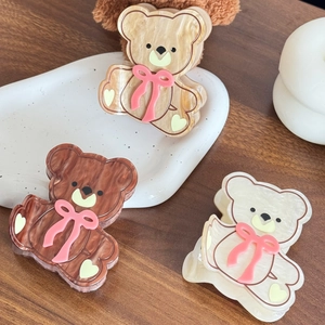 Pince à Cheveux Ours de Dessin Animé Mignonne en Acrylique Douce Pince à Cheveux pour Femmes Filles Motif Animal Coeur Noeud Papillon Accessoires de Cheveux