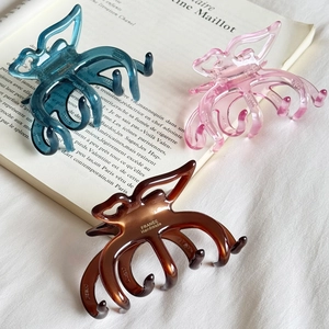 French Style Acetate Butterfly Hair Claw Clip Elegant Jelly Color Handmade Large Shark Clip For Women Hair Styling Jewelry
