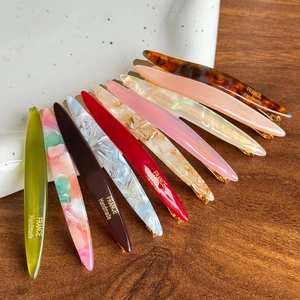 French Vintage Acetate Hair Clip Elegant Long Barrette For Women High End Sense Simple Hair Accessory Daily Party Jewelry