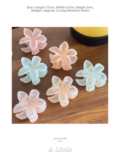 Detailansicht der Blumen-Haarklammern aus Harz in verschiedenen Farben, 7,7x6,7 cm