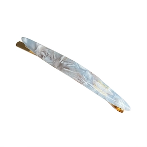 French style blue marble acetate hair clip with gold metal spring and handmade lettering