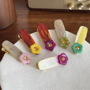 Süße Acetat Blumen Haarklammer Strass Entenschnabel Clip Bunte Seiten Haarspange Damen Mode Haarschmuck