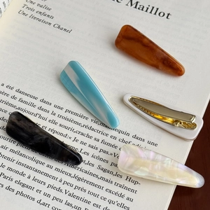 Elegant tortoiseshell and marble patterned acetate duckbill hair clips set of 5 pieces