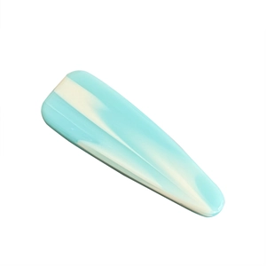 Minimalist marble pattern acetate hair clip with blue and white triangular hairpins