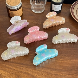 Chic 6-piece starfish hair claw clips set in colorful acetate with pearlescent finish