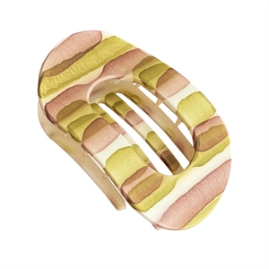 Flat rectangular matte hair claw clip with morandi color stripes for hair styling