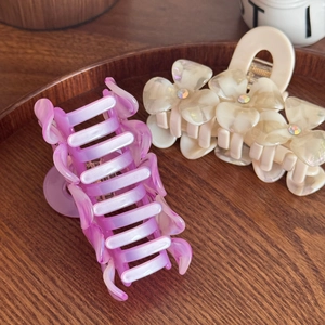 Floral acetate hair claw clip with diamonds and purple gradient jelly hair clamps