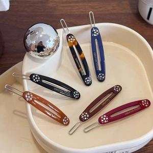 Französischer Stil Acetat Blume Haarklammer Luxus Strass Oval Seitenclip Mode Elegante Haaraccessoires Für Damen Schmuck