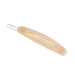 Eleganter pfirsichfarbener Acetat-Haarclip in Ovalform mit funkelnden Strasssteinen