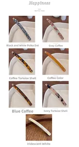 Detailed collection of acetate hair clips in seven elegant patterns and textures