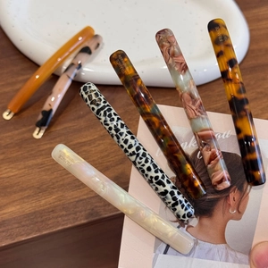 Elegant acetate barrette hair clips in leopard and shell patterns for women