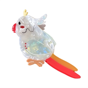 Cute parrot acetic acid hair claw clip with colorful bird design for women
