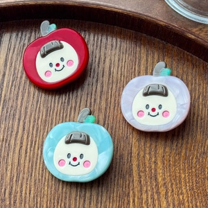 Barrettes à cheveux en acétate en forme de pomme, rouge, bleu et violet, visages mignons
