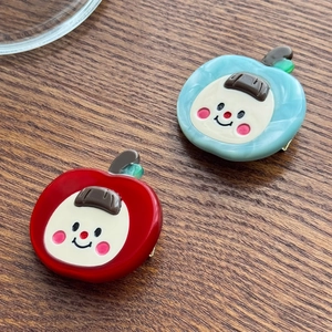 Barrettes à cheveux mignonnes en forme de pomme en acétate, couleurs rouge et bleu