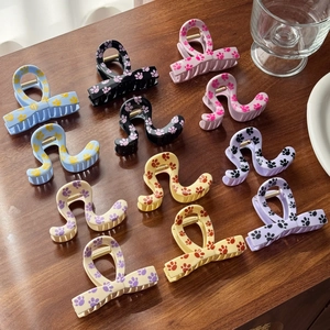 Resin Paw Print Bow Knot Hair Clip Wave Geometric Hair Claw Ponytail Shark Clip Cute Daily Hair Accessories For Women
