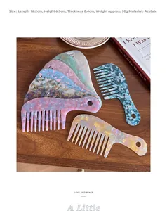 Detailed size view of the tortoiseshell acetate wide-tooth comb 16.2cm long