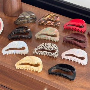 Large Acetate Hair Claw Clip French Handmade Minimalist Hairclip Marbled Leopard Pattern Hair Accessories For Women Thick Hair