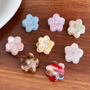 Mini Flower Hair Claw Clip Cellulose Acetate Elegant Small Rhinestone Hair Accessories For Women Daily Hair Styling Decor