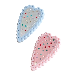 Dolci mollette per capelli a forma di cuore con strass colorati in rosa e blu