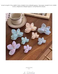 Close-up showing the sizes and iridescent pearlescent texture of bougainvillea hair clips