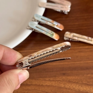 Retro Haarklammern Set aus Acetat mit Marmormuster und Metall-Krokodilklemme Damen
