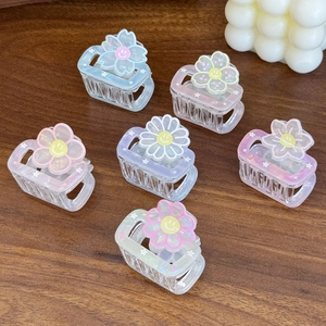 Mini Pince à Cheveux en Acrylique Fleur Visage Souriant Pour Femmes Filles Accessoires de Cheveux Doux Colorés