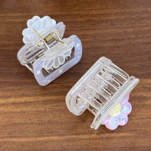 Petites pinces à cheveux carrées avec motifs floraux et accessoires en acrylique pour filles