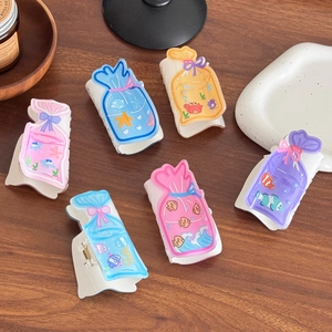 Cartoon Ocean Fish Bag Acetate Hair Claw Clip Printing Crab Starfish Sea Theme Resin Shark Clip Hair Accessory Women