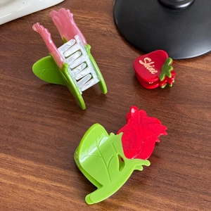 Lot de pinces à cheveux chic en acétate avec motifs de tulipe, rose et fraise