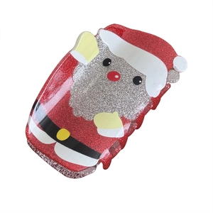 Cute Santa Claus shark hair claw clip with red glitter finish for Christmas hair styling