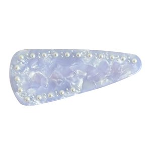 Elegante fermaglio per capelli in acetato viola con perle e forma a goccia