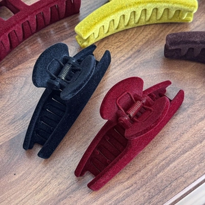 Elegant flocked claw clips in candy colors for thick hair accessories for women