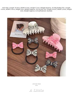 Detailed size comparison of acetic acid bow hair clips and scrunchies on wood surface